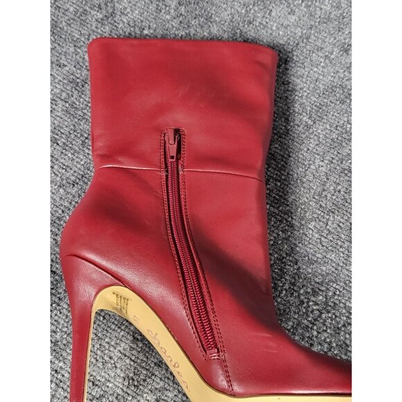 CHARLES BY CHARLES DAVID RED FAUX LEATHER MIDI STILETTO BOOTS SZ 6.5 Winter Work - Picture 5 of 6